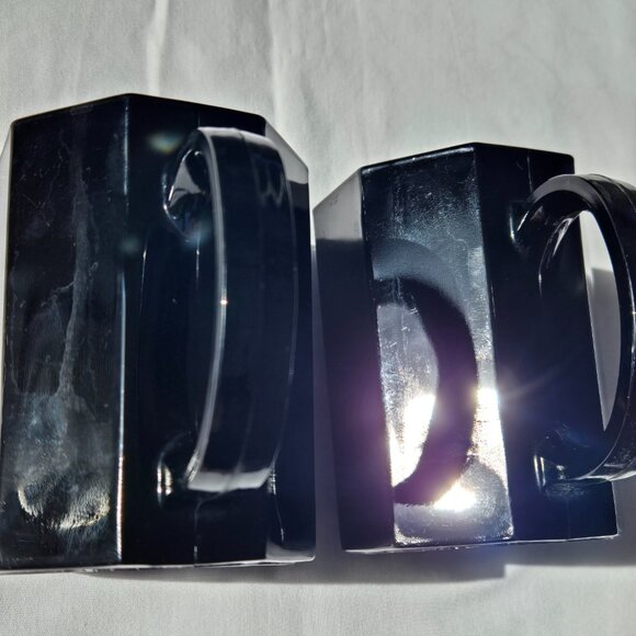 2 Arcoroc Black Octime Mugs Octagon Tempered Glass - Picture 6 of 6